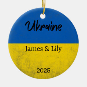 Ukraine Flag Ornament, Personalized Ukraine Ceramic Ornament