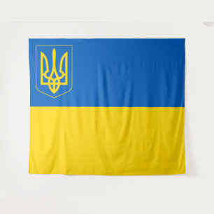 Ukraine Flag Patriotic Ukrainian Coat Of Arms Tapestry