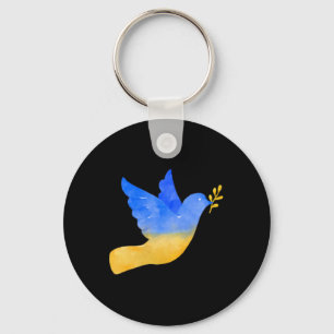 Ukraine Flag Peace Bird Vintage Ukrainian Support Keychain