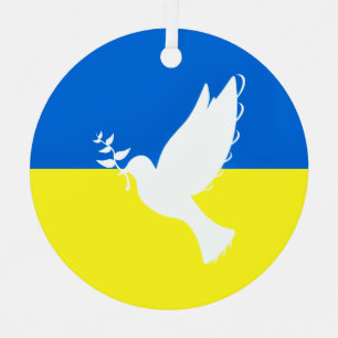 Ukraine Flag Peace Dove Christmas Ornament Freedom