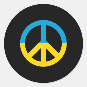 Ukraine Flag Peace Sign Classic Round Sticker