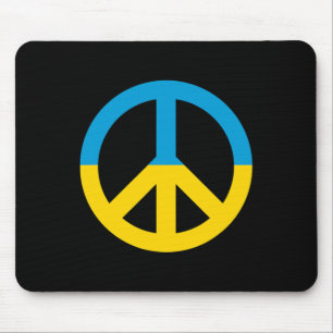 Ukraine Flag Peace Sign Mouse Pad
