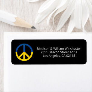 Ukraine flag peace symbol black custom address