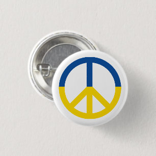 Ukraine flag peace symbol white 1 inch round button
