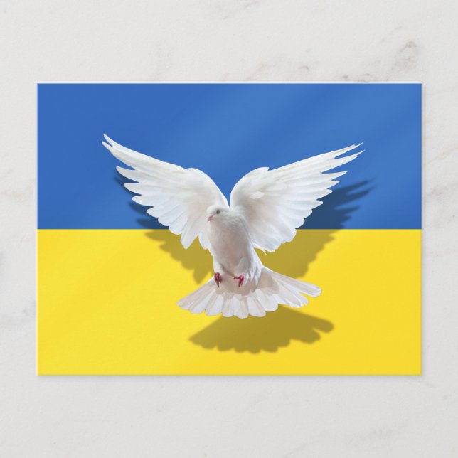 Ukraine Flag Postcard Peace Dove - Freedom (Front)