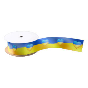 Ukraine Flag Ribbon Hearts - Freedom Satin Ribbon