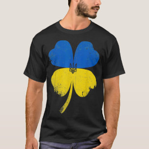 Ukraine Flag Shamrock Vintage St T-Shirt