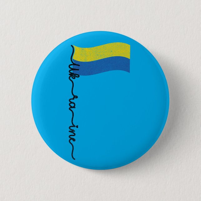 Ukraine Flag Signature Design, Symbol on Flagpole 2 Inch Round Button (Front)