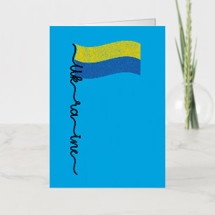Ukraine Flag Signature Design, Symbol on Flagpole Foil Greeting Card