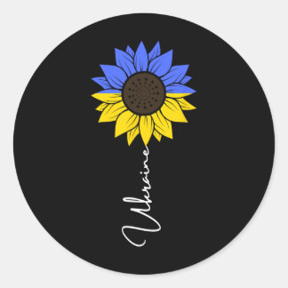 Ukraine Flag Sunflower 1  Classic Round Sticker