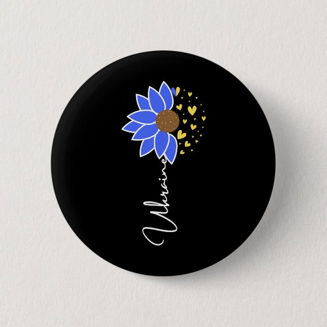 Ukraine Flag Sunflower Heart  2 Inch Round Button (Front)