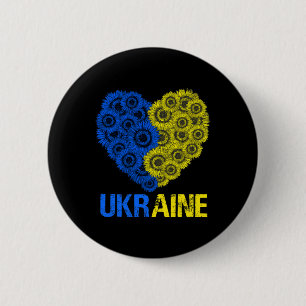 Ukraine Flag Sunflower Heart Vintage Ukrainian Lov 2 Inch Round Button