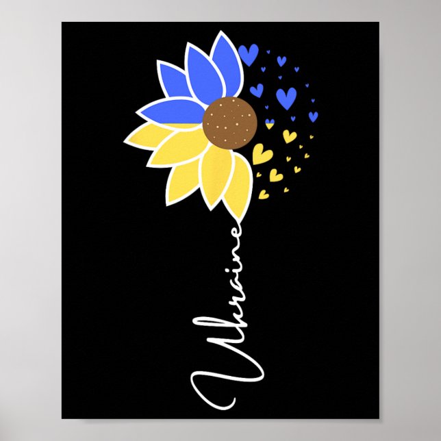 Ukraine Flag Sunflower Hearts  Poster (Front)