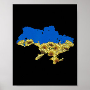 Ukraine Flag Sunflower Tee Floral Vintage Ukrainia Poster