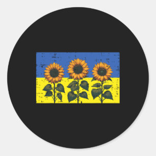 Ukraine Flag Sunflower Vintage Ukrainian Hope Wome Classic Round Sticker