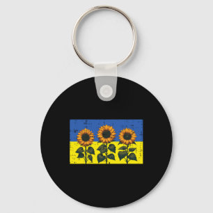 Ukraine Flag Sunflower Vintage Ukrainian Hope Wome Keychain
