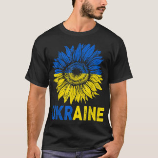 Ukraine Flag Sunflower Vintage  Ukrainian Support  T-Shirt