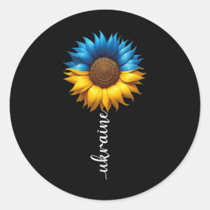 Ukraine Flag Sunflower Vintage Ukrainian Support U Classic Round Sticker