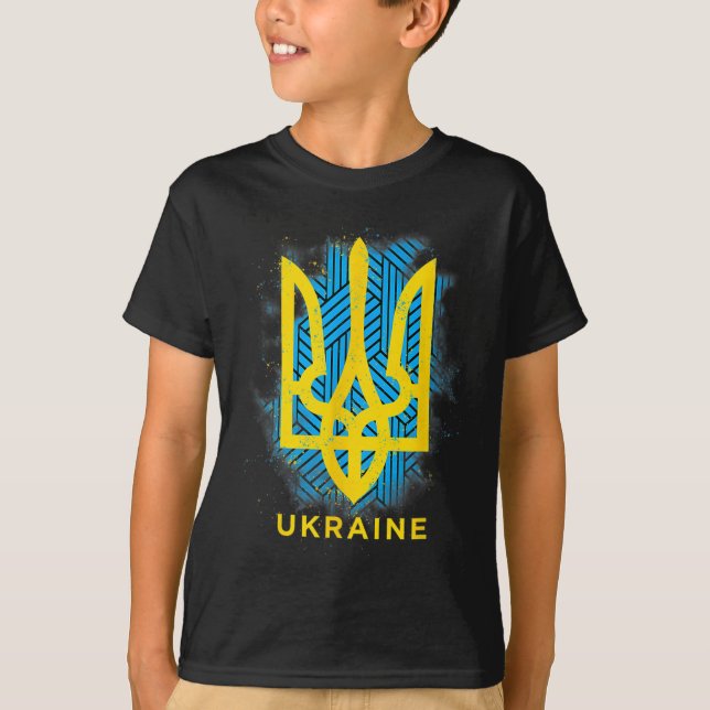 Ukraine Flag Symbol Love Peace And Good Luck  T-Shirt (Front)