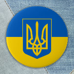 Ukraine Flag Trident Blue Yellow Ukrainian 3 Inch Round Button<br><div class="desc">Ukraine Flag in blue and yellow to show support for Ukranian peace and freedom. Ukraine Flag Trident Blue Yellow Ukrainian button</div>