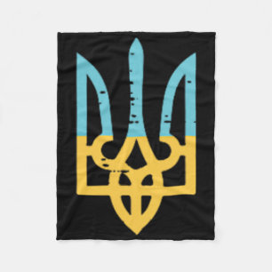 Ukraine Flag Trident Pocket Ukrainian Crest Women  Fleece Blanket