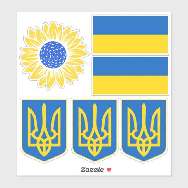 Ukraine Flag Trident Sunflower Ukrainian Support (Sheet)