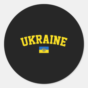 Ukraine Flag Trident Symbol Ukrainian Patriotic Pr Classic Round Sticker