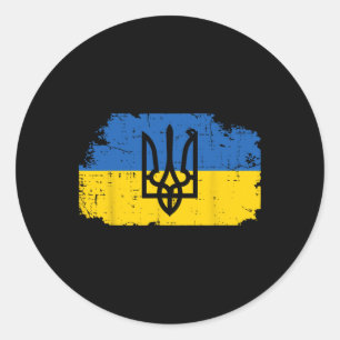 Ukraine Flag Trident Symbol Ukrainian Tryzub Women Classic Round Sticker