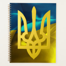 Ukraine Flag Tryzub Trident Blue Gold