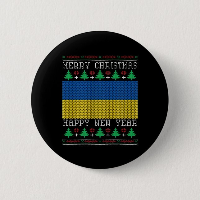 Ukraine Flag Ugly Christmas  2 Inch Round Button (Front)