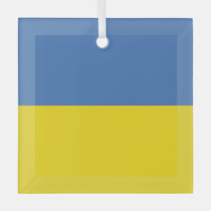 Ukraine Flag, Ukrainian Slava Ukraini Слава Україн Glass Ornament