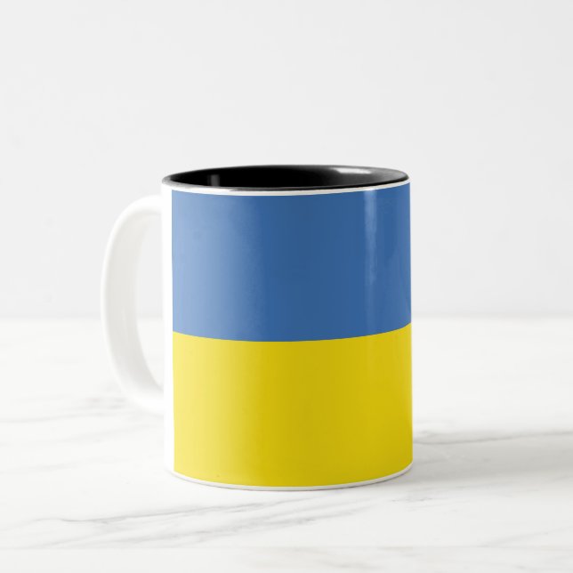 Ukraine Flag, Ukrainian Slava Ukraini Слава Україн Two-Tone Coffee Mug (Front Left)