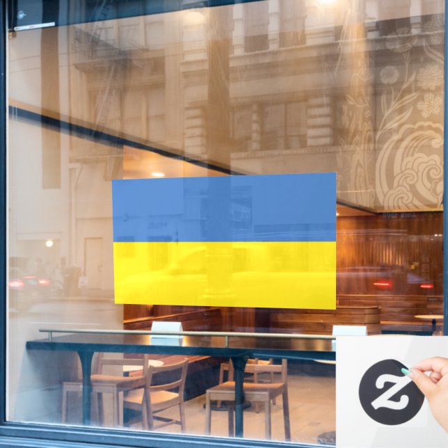 Ukraine Flag, Ukrainian Slava Ukraini Слава Україн Window Cling (Cafe Window)