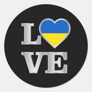 Ukraine Flag Ukrainian Ukraine Pride Heart 2  Classic Round Sticker