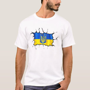 Ukraine Flag Ukrainian Ukraine Pride Heart Crack T-Shirt