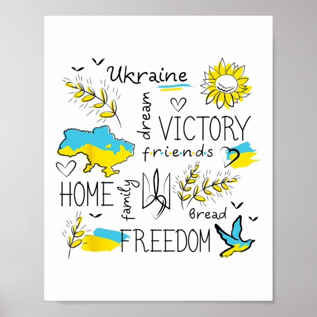 Ukraine Flag - Viktory - Freedom - Home - Map Ukra Poster (Front)
