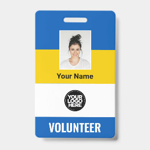 Ukraine Flag Volunteer Photo Logo Name Badge