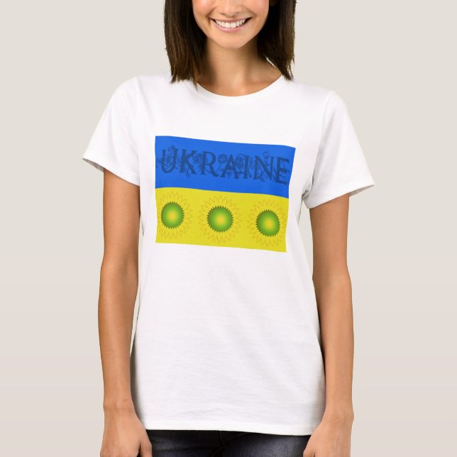 Ukraine Flag w Sunflowers T-Shirt (Front)