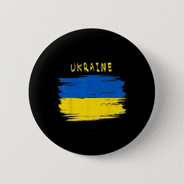 Ukraine Flag With Brush Stroke Style  2 Inch Round Button (Front)