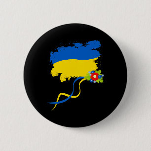 Ukraine Flag With Folk Flowers Ukrainian Pride Ret 2 Inch Round Button