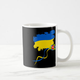 Ukraine Flag With Folk Flowers Ukrainian Pride Ret Coffee Mug