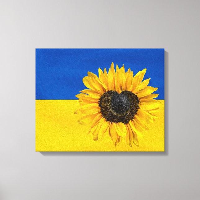 Ukraine Flag With Heart Sunflower  Canvas Print (Front)