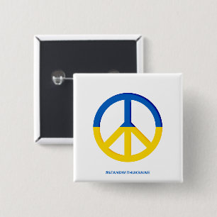 Ukraine Flag with Peace Symbol Button