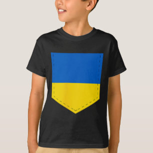 Ukraine Flag With Printed Ukrainian Flag Pocket T-Shirt