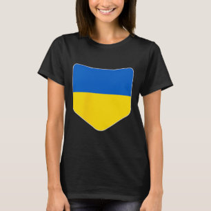 Ukraine Flag With Printed Ukrainian Flag Pocket  T-Shirt