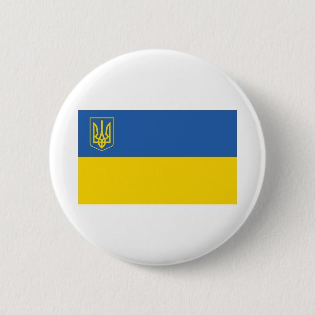 Ukraine-Flag-with-Trident 2 Inch Round Button (Front)