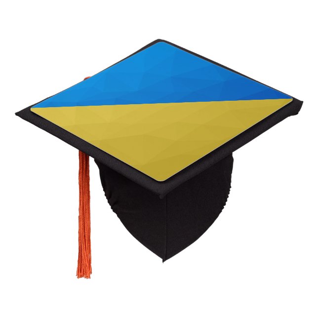 Ukraine flag yellow blue geometric pattern mesh graduation cap topper (Angled)