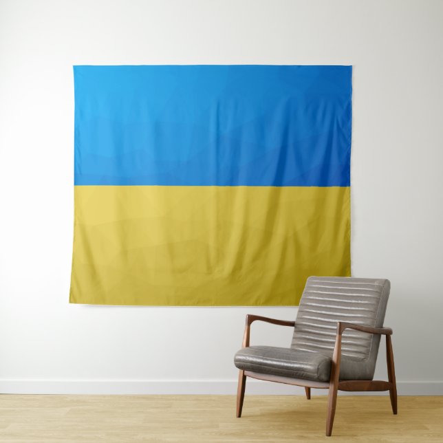 Ukraine flag yellow blue geometric pattern mesh tapestry (In Situ (Horizontal))