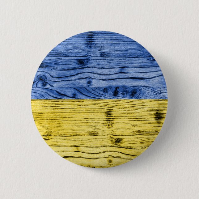 Ukraine flag yellow blue wood texture pattern 2 inch round button (Front)