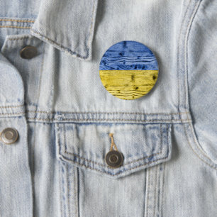 Ukraine flag yellow blue wood texture pattern 2 inch round button